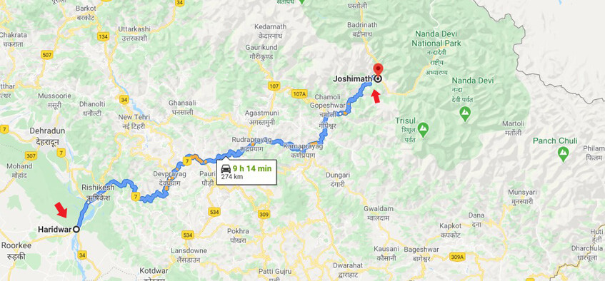 route to joshimath